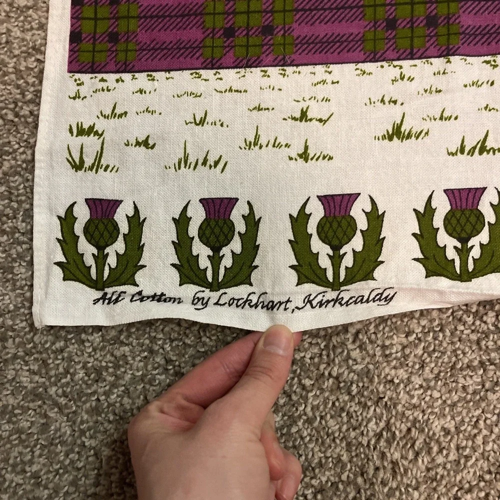 Linen Tea‎ Towel Souvenir of Scotland Kirkcaldy Lockhart Amazing Grace Bagpipe
